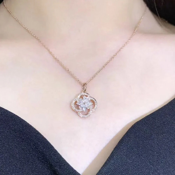 💞Flower Hollow Romantic 925 Silver Plated Pendant Necklace for Women, MARR9014 - Picture 3 of 5